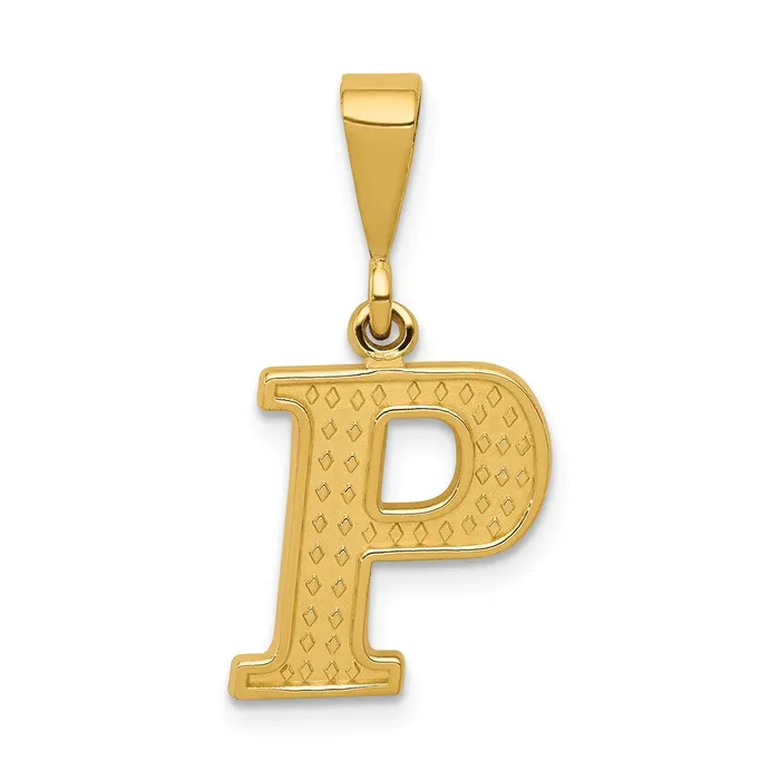 Charm Necklaces 14k Yellow Gold Textured Initial P Charm TreasureFineJewelers Charm Necklaces 14k Yellow Gold Textured Initial P Charm TreasureFineJewelers