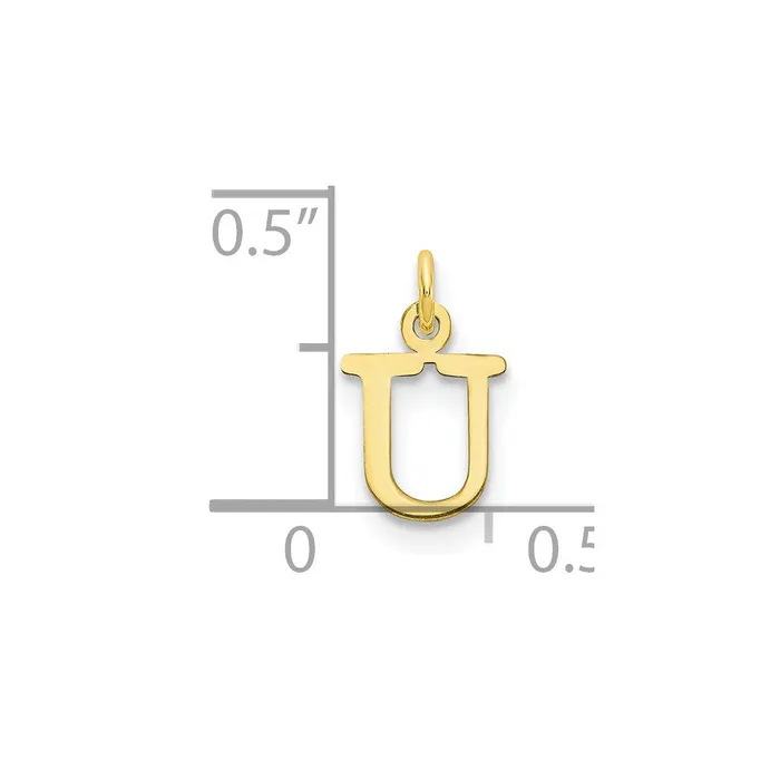 Charm Necklaces TreasureFineJewelers 10k Yellow Gold Cutout Letter U Initial Charm
