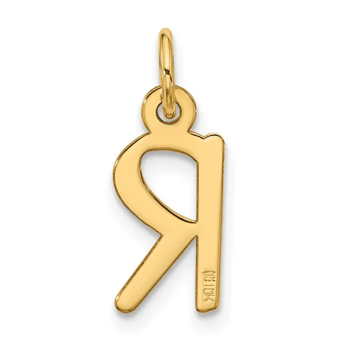Charm Necklaces TreasureFineJewelers 10k Yellow Gold Large Slanted Block Initial R Charm