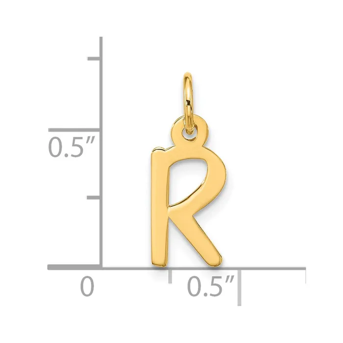 Charm Necklaces TreasureFineJewelers 10k Yellow Gold Large Slanted Block Initial R Charm