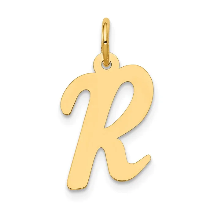 Charm Necklaces TreasureFineJewelers 10k Yellow Gold Medium Script Letter R Initial Charm Charm Necklaces TreasureFineJewelers 10k Yellow Gold Medium Script Letter R Initial Charm