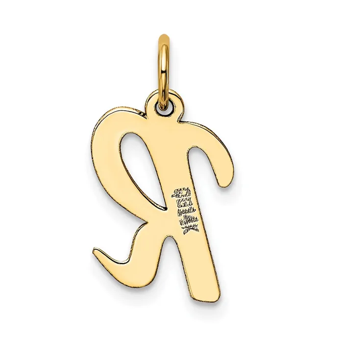 Charm Necklaces TreasureFineJewelers 10k Yellow Gold Medium Script Letter R Initial Charm