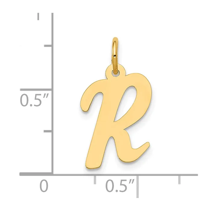 Charm Necklaces TreasureFineJewelers 10k Yellow Gold Medium Script Letter R Initial Charm