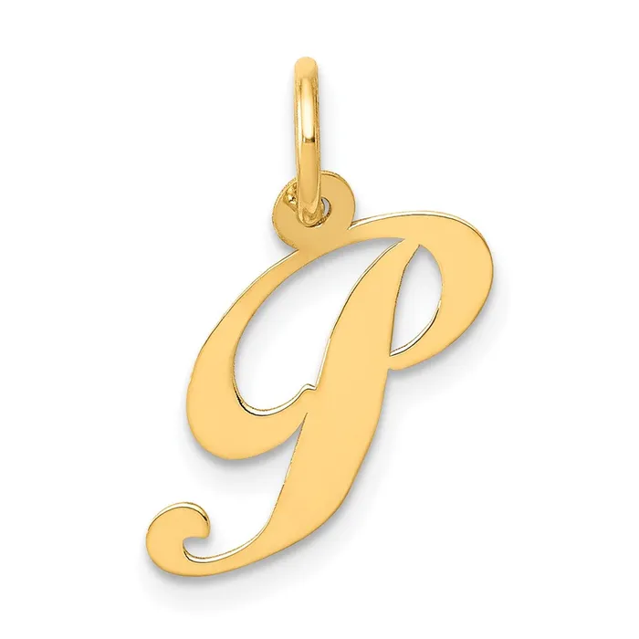 Charm Necklaces TreasureFineJewelers 10k Yellow Gold Small Fancy Script Initial P Charm Charm Necklaces TreasureFineJewelers 10k Yellow Gold Small Fancy Script Initial P Charm