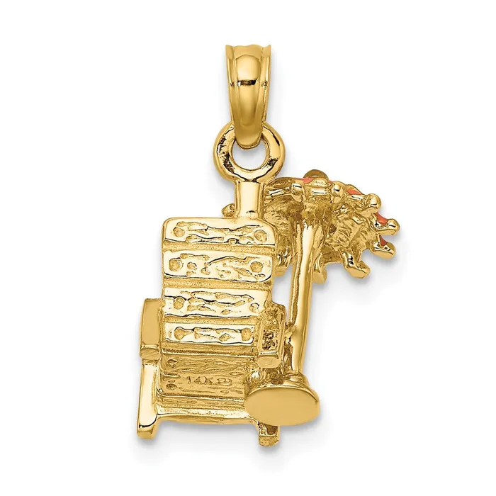 Charm Necklaces TreasureFineJewelers 14K 3D Beach Chair wOrange Enameled Umbrella Charm