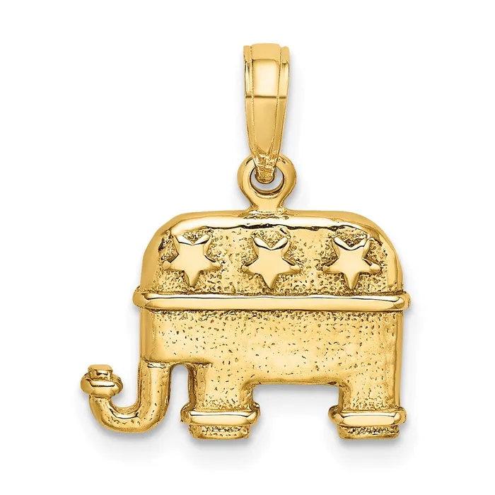 Charm Necklaces TreasureFineJewelers 14K 3D Textured Republican Elephant Charm Charm Necklaces TreasureFineJewelers 14K 3D Textured Republican Elephant Charm