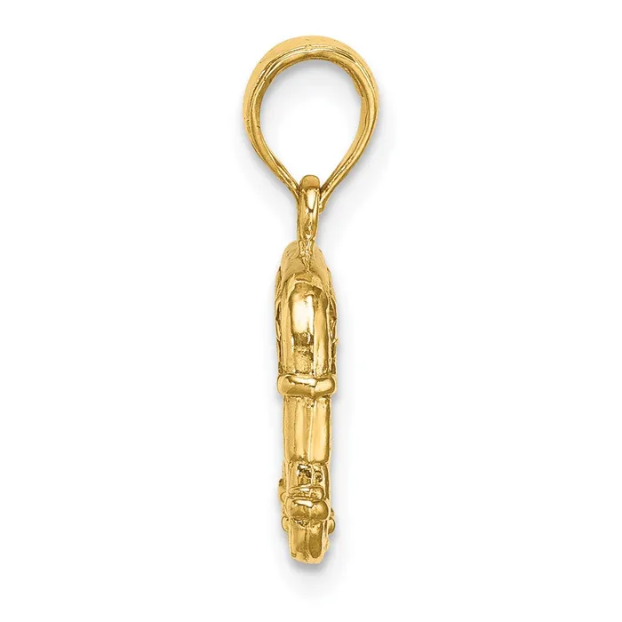 Charm Necklaces TreasureFineJewelers 14K 3D Textured Republican Elephant Charm