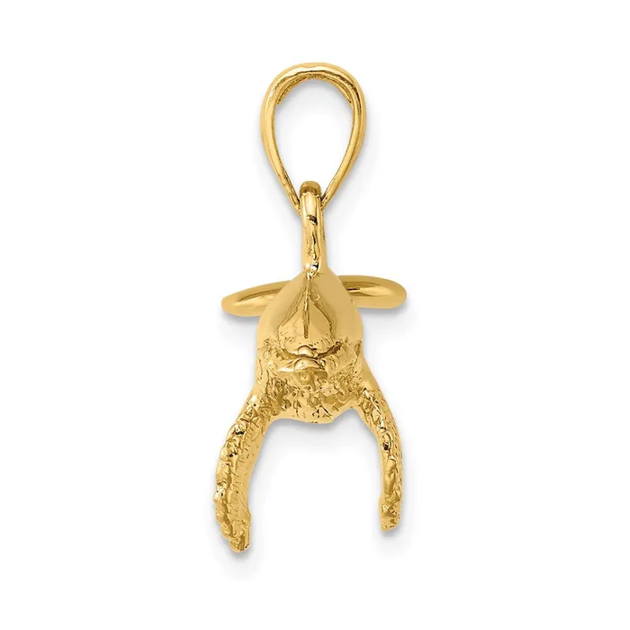 Charm Necklaces TreasureFineJewelers 14K 3D w Textured Underside Humpback Whale Charm
