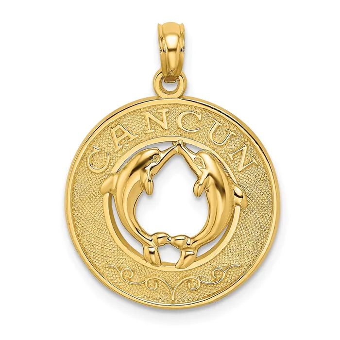 Charm Necklaces TreasureFineJewelers 14K CANCUN wDolphin Circle Charm
