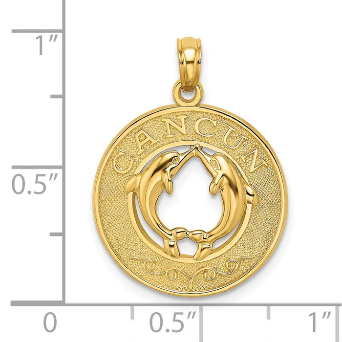 Charm Necklaces TreasureFineJewelers 14K CANCUN wDolphin Circle Charm
