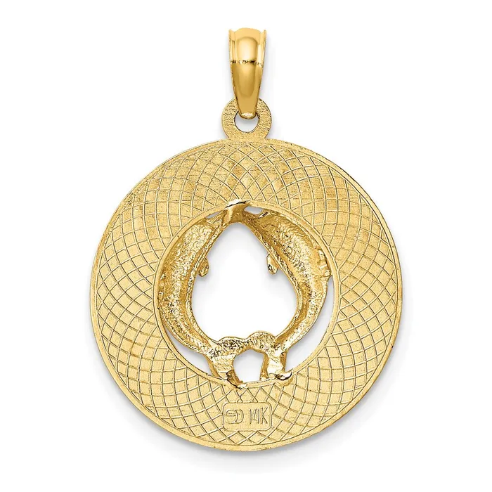 Charm Necklaces TreasureFineJewelers 14K CANCUN wDolphin Circle Charm