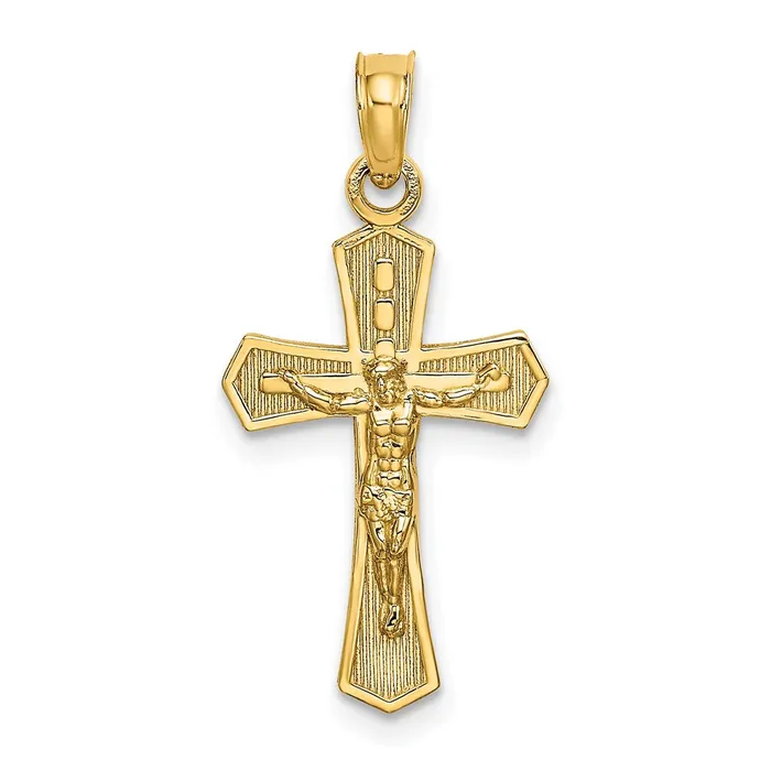 Charm Necklaces TreasureFineJewelers 14K Crucifix W Beveled Edges Charm