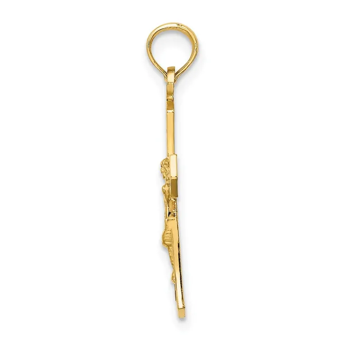 Charm Necklaces TreasureFineJewelers 14K Crucifix W Beveled Edges Charm