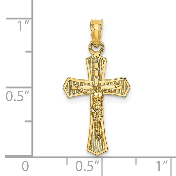 Charm Necklaces TreasureFineJewelers 14K Crucifix W Beveled Edges Charm