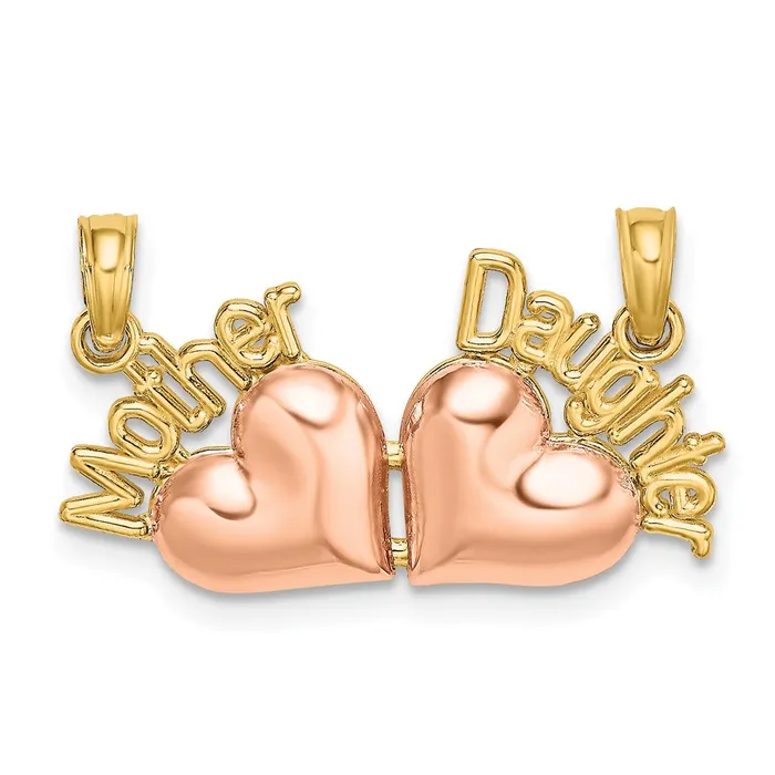 Charm Necklaces TreasureFineJewelers 14k TwoTone MOTHER and DAUGHTER BreakApart Hearts Charm Charm Necklaces TreasureFineJewelers 14k TwoTone MOTHER and DAUGHTER BreakApart Hearts Charm