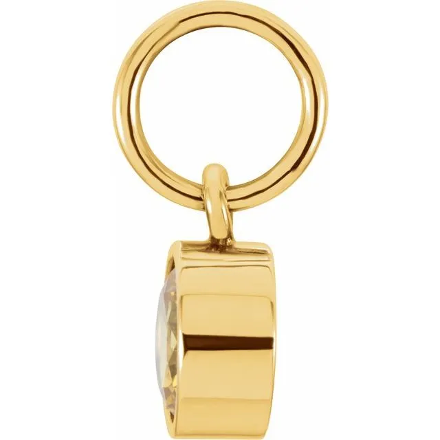 Charm Necklaces TreasureFineJewelers 14K Yellow Gold 4 mm Round Imitation Citrine Birthstone Charm