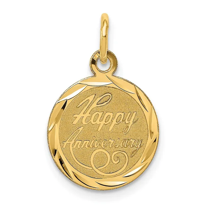 Charm Necklaces TreasureFineJewelers 14k Yellow Gold HAPPY ANNIVERSARY Charm Charm Necklaces TreasureFineJewelers 14k Yellow Gold HAPPY ANNIVERSARY Charm