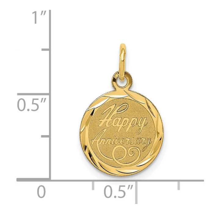 Charm Necklaces TreasureFineJewelers 14k Yellow Gold HAPPY ANNIVERSARY Charm