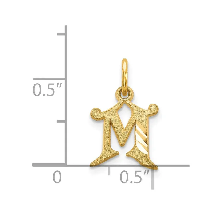 Charm Necklaces TreasureFineJewelers 14k Yellow Gold Letter M Initial Charm