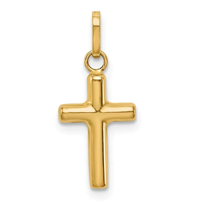 Charm Necklaces TreasureFineJewelers 14k Yellow Gold Rhodium wRhodium Polished Hollow Crucifix Charm