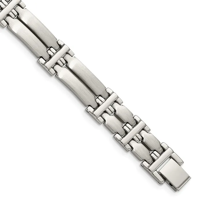 Chisel Stainless Steel Brushed and Polished 85 inch Link Bracelet TreasureFineJewelers Bracelets Chisel Stainless Steel Brushed and Polished 85 inch Link Bracelet TreasureFineJewelers Bracelets