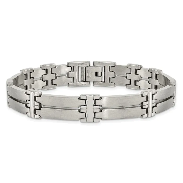 Chisel Stainless Steel Brushed and Polished 85 inch Link Bracelet TreasureFineJewelers Bracelets