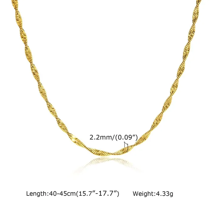 Classic Twist Snake Bone 18K Gold Plated Chain Necklace Trendolla Jewelry Necklaces
