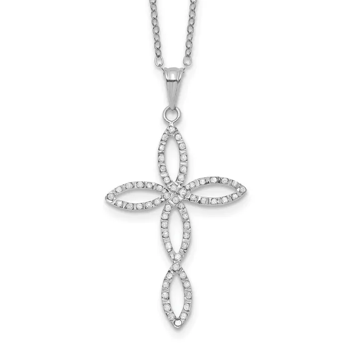 Diamond Fascination Diamond Mystique Sterling Silver Platinumplated Diamond Cross 18 Inch Necklace TreasureFineJewelers Necklaces Diamond Fascination Diamond Mystique Sterling Silver Platinumplated Diamond Cross 18 Inch Necklace TreasureFineJewelers Necklaces