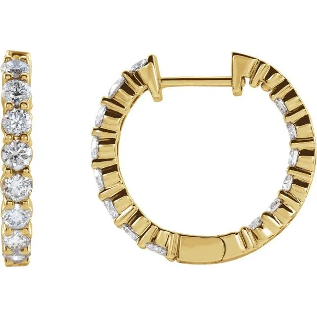 Earrings 14K Yellow Gold 2 CTW LabGrown Diamond InsideOutside Hinged 20 mm Hoop Earrings TreasureFineJewelers Earrings 14K Yellow Gold 2 CTW LabGrown Diamond InsideOutside Hinged 20 mm Hoop Earrings TreasureFineJewelers