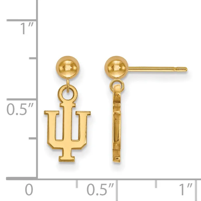 Earrings TreasureFineJewelers 14k Gold Indiana University IU Dangle Ball Post Earrings