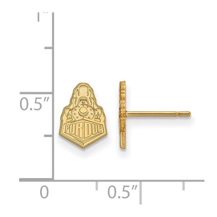 Earrings TreasureFineJewelers 14k Gold Purdue University Boilermakers Train Logo Extra Small Post Earrings