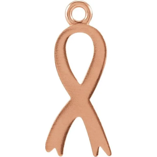 Earrings TreasureFineJewelers 14K Rose Gold Breast Cancer Awareness Ribbon Dangle