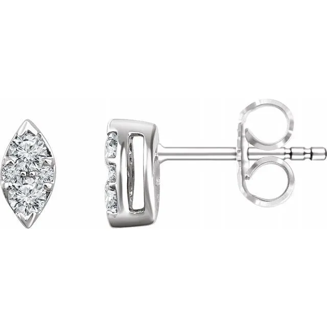 Earrings TreasureFineJewelers 14K White 15 CTW Diamond Cluster Earrings