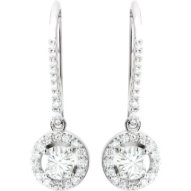 Earrings TreasureFineJewelers 14K White 1 CTW Diamond HaloStyle Earrings