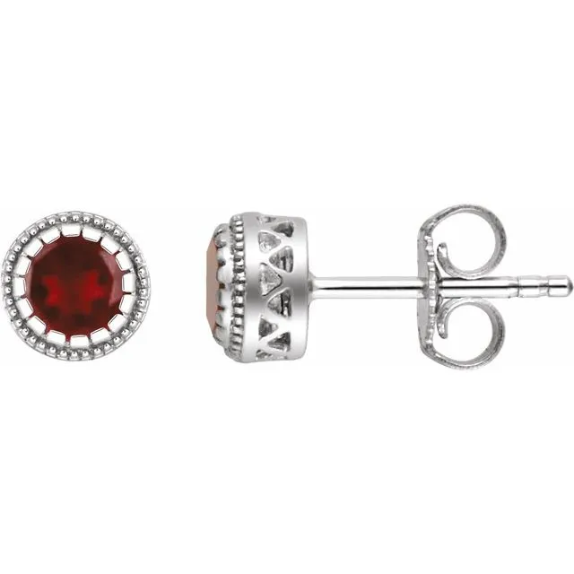 Earrings TreasureFineJewelers 14K White Gold Natural Garnet Stud Earrings Earrings TreasureFineJewelers 14K White Gold Natural Garnet Stud Earrings