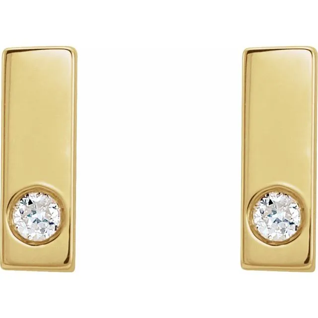 Earrings TreasureFineJewelers 14K Yellow Gold 03 CTW Natural Diamond Bar Earring