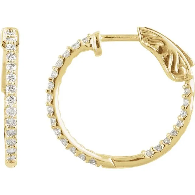 Earrings TreasureFineJewelers 14K Yellow Gold 265 mm 1 CTW Natural Diamond InsideOutside Hinged Hoop Earrings Earrings TreasureFineJewelers 14K Yellow Gold 265 mm 1 CTW Natural Diamond InsideOutside Hinged Hoop Earrings