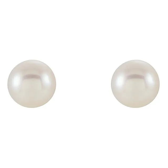 Earrings TreasureFineJewelers 14K Yellow Gold 775 mm Freshwater Cultured Pearl Earrings