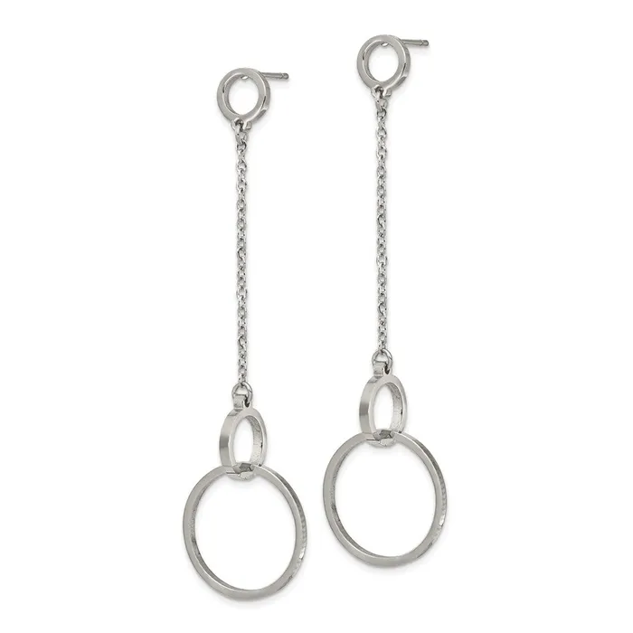Earrings TreasureFineJewelers Stainless Steel Polished Circle Post Dangle Earrings