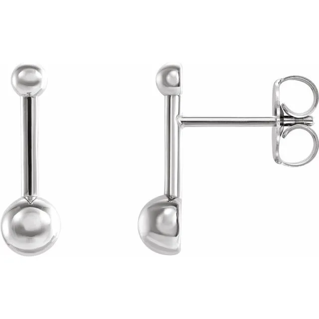 Earrings TreasureFineJewelers Sterling Silver Bar Ball Earrings