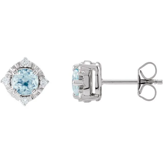 Earrings TreasureFineJewelers Sterling Silver Natural Sky Blue Topaz 08 CTW Natural Diamond HaloStyle Earrings Earrings TreasureFineJewelers Sterling Silver Natural Sky Blue Topaz 08 CTW Natural Diamond HaloStyle Earrings