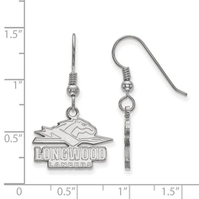 Earrings TreasureFineJewelers Sterling Silver Rhodiumplated Longwood University Lancers Small Dangle Wire Earrings