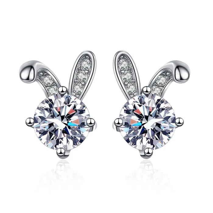 Earrings Trendolla Jewelry Cute Rabbit Moissanite Earrings for Women