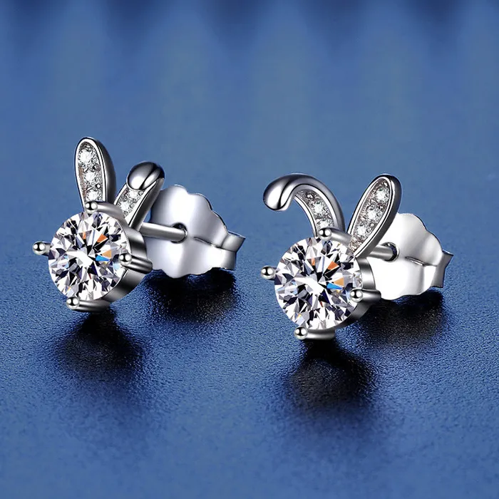 Earrings Trendolla Jewelry Cute Rabbit Moissanite Earrings for Women