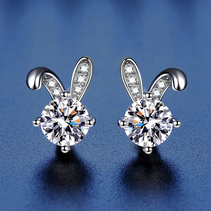 Earrings Trendolla Jewelry Cute Rabbit Moissanite Earrings for Women