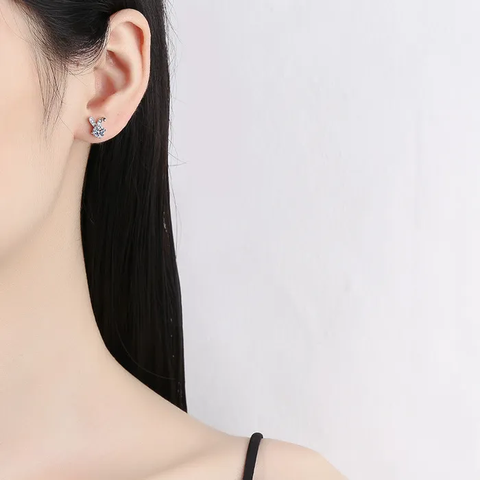 Earrings Trendolla Jewelry Cute Rabbit Moissanite Earrings for Women