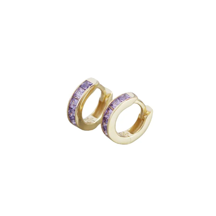 Earrings Trendolla Jewelry Sterling Silver Purple CZ Huggies Earrings