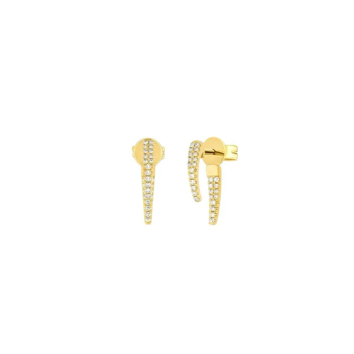 EF Collection Earrings EF Collection Diamond Mini Hook Yellow Gold Earrings
