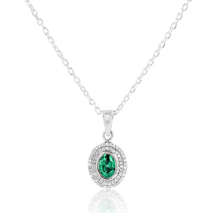 Ema Jewels Necklaces Hebe Emerald Sterling Silver Necklace