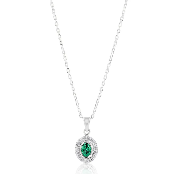 Ema Jewels Necklaces Hebe Emerald Sterling Silver Necklace
